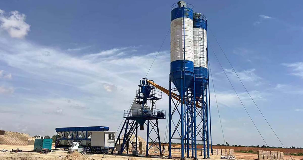 HZS75 Skip Loading Concrete Batching Plant in Nigeria