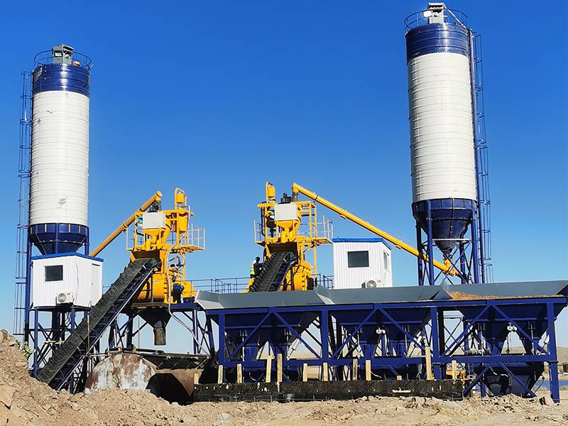 Installation Site of Double Line HZS90 Belt Concrete Mixing Plant in Kazakhstan