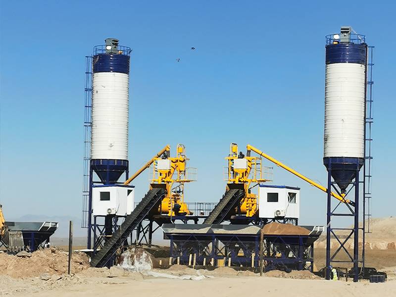 Installation Site of Double Line HZS90 Belt Concrete Mixing Plant in Kazakhstan