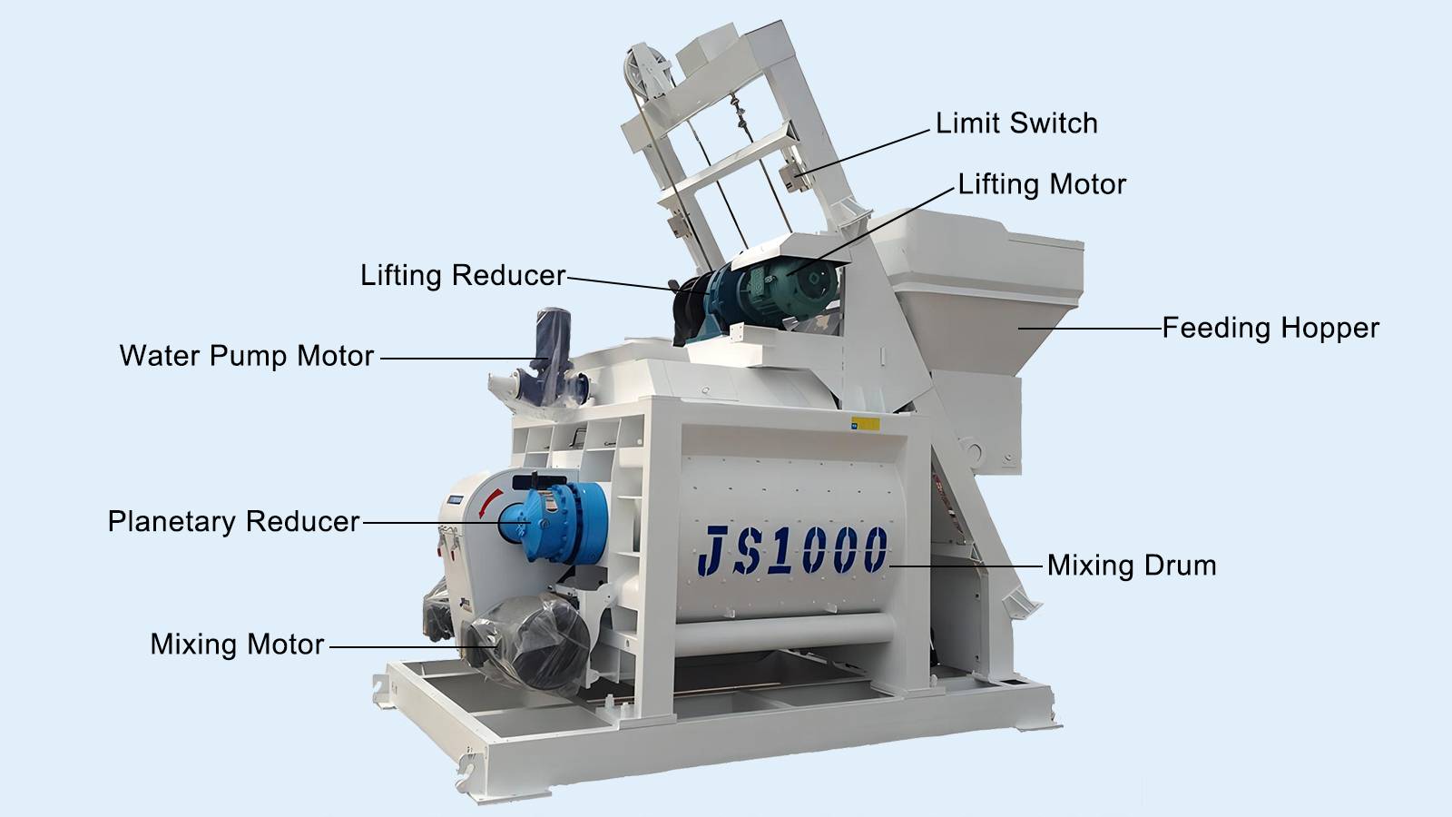 JS1000 Double Shaft Concrete Mixer